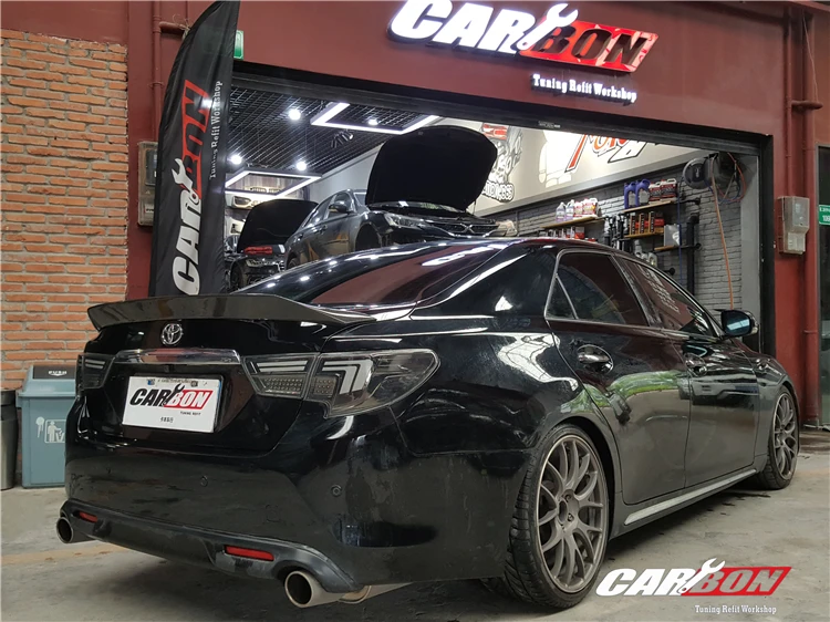 Для Toyota Mark X REIZ спойлер 2010 11 12 13 14 15 16 17 лет Глянцевая углеродное волокно заднее крыло K стиль аксессуары