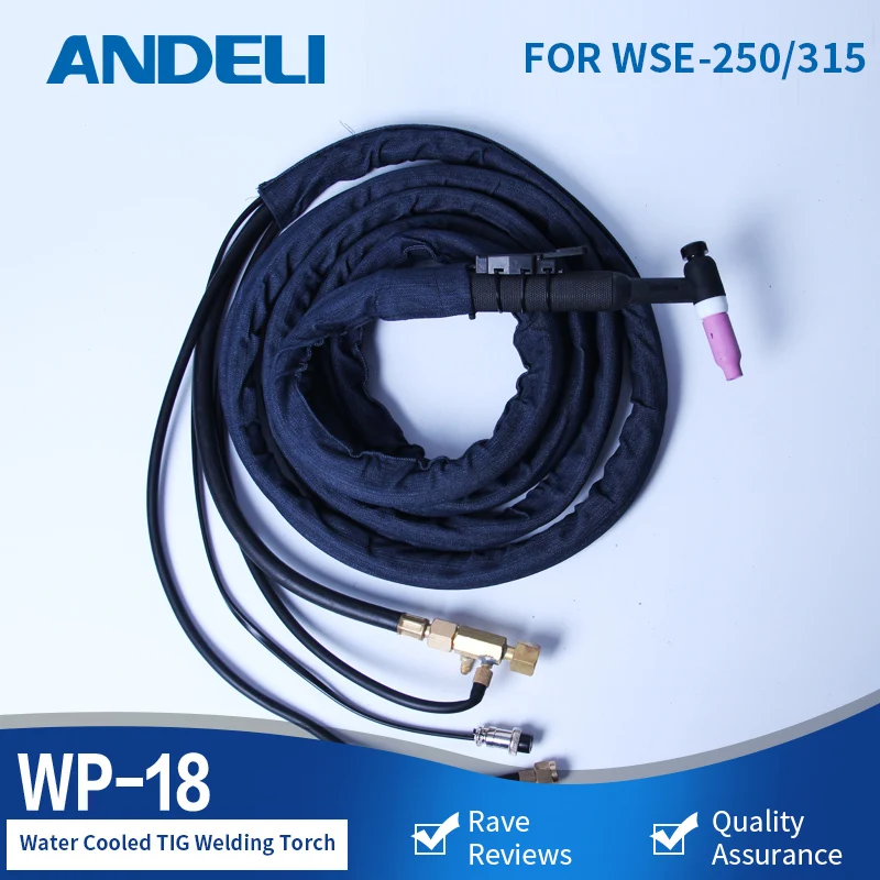 ANDELI Water-cooled gas Torch TIG Torch Welding Gun WP-18 4m for TIG Welding Machine TIG Welding Torch