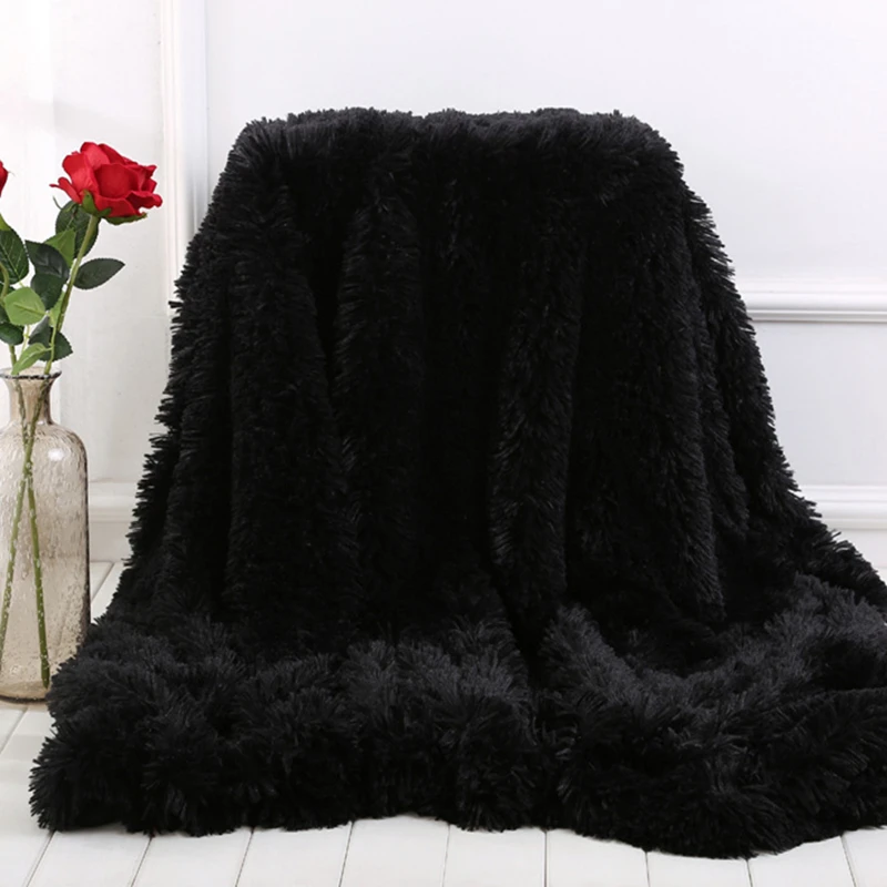 Black BeddingOutlet ворсистое одеяло, мягкое плюшевое пушистое покрывало на кровать, цветное пушистое декоративное покрывало из искусственного меха для дивана и дивана - Цвет: Black