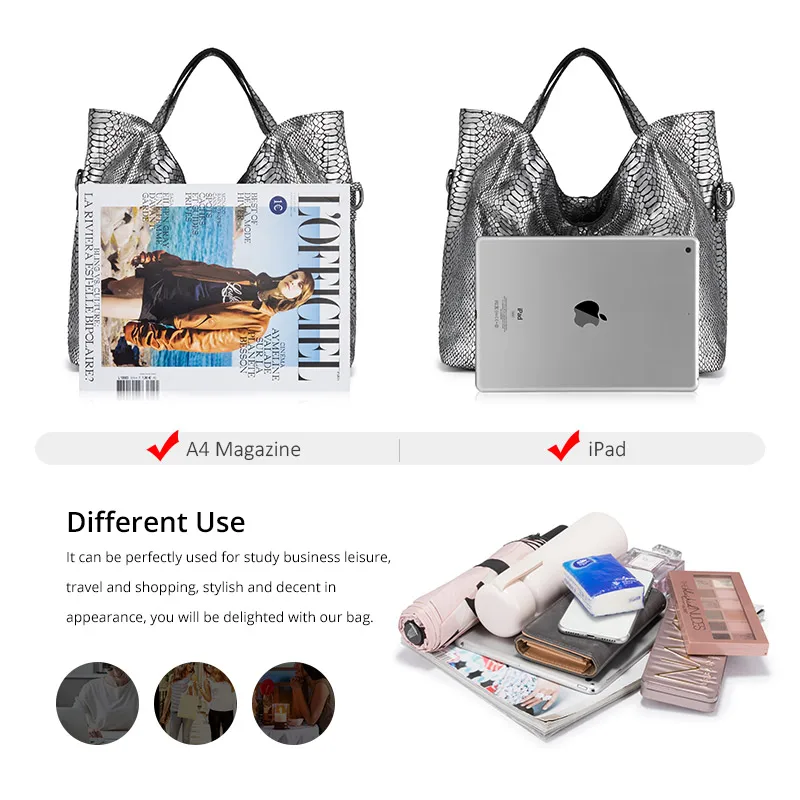 Женская сумка тоут из натуральной кожи с текстурой змеиной кожи| |