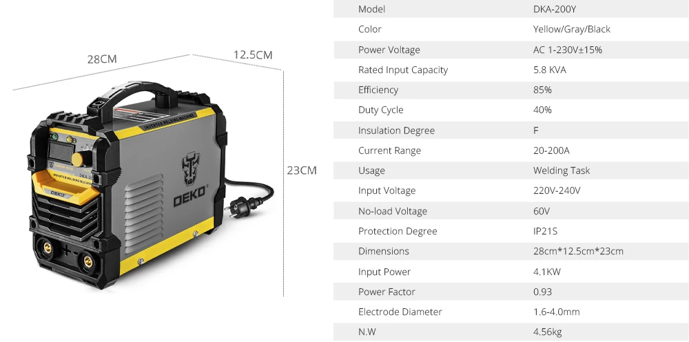 Заводской магазин DEKO DKA-200Y 200A 4.1KVA инвертор дуговой Электрический сварочный аппарат 220V MMA сварочный аппарат для DIY сварочных работ