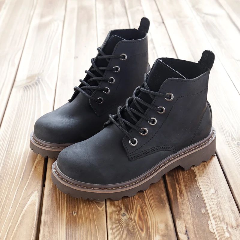 Ботильоны женские из натуральной кожи на шнуровке в винтажном стиле|boots leather