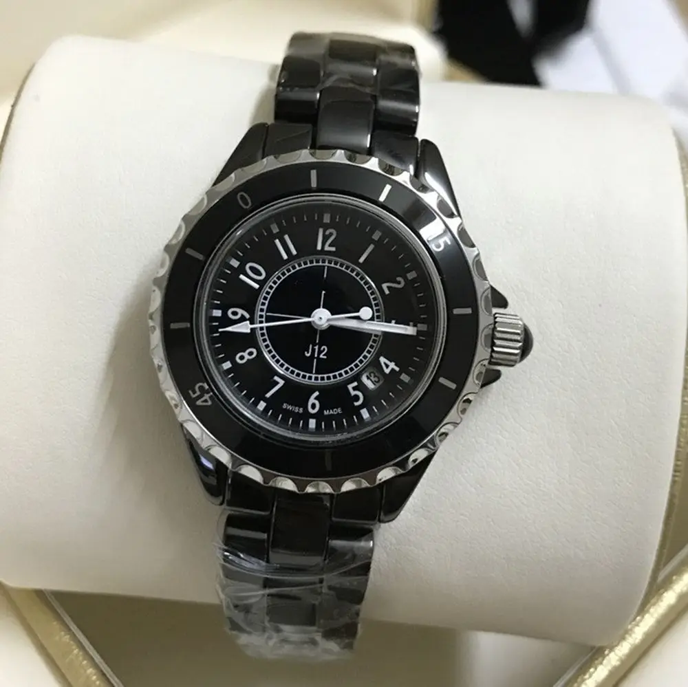 

High Quality Ceramic Watch Classic Quartz Brand New Black White Ceramica Mens Womens Watches Diamonds Number Dial 33mm 38mm