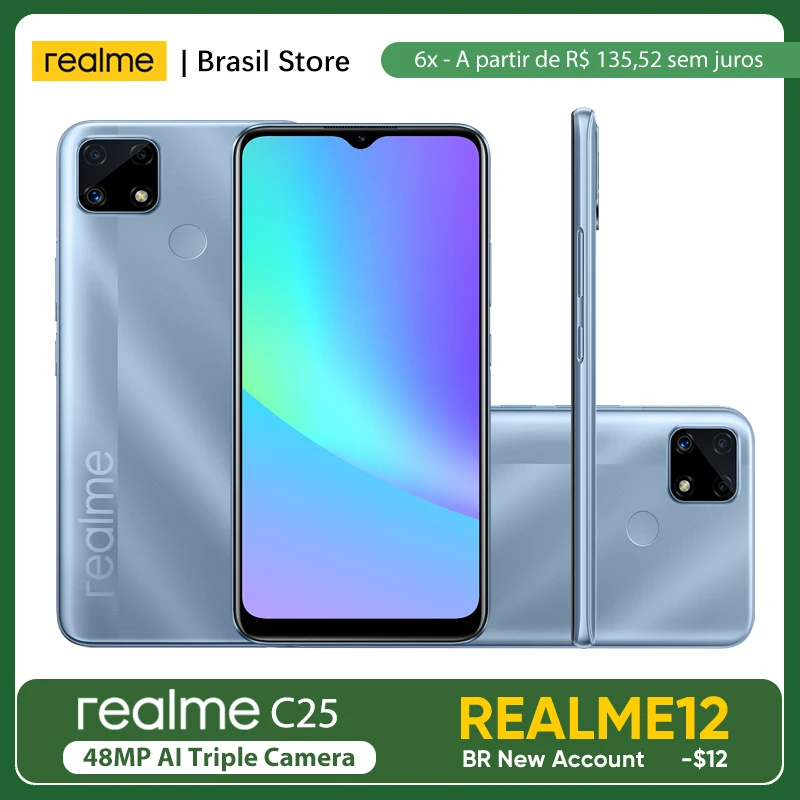 Realme C25 4 Гб Оперативная память 64 Встроенная Helio G70 Восьмиядерный Глобальный