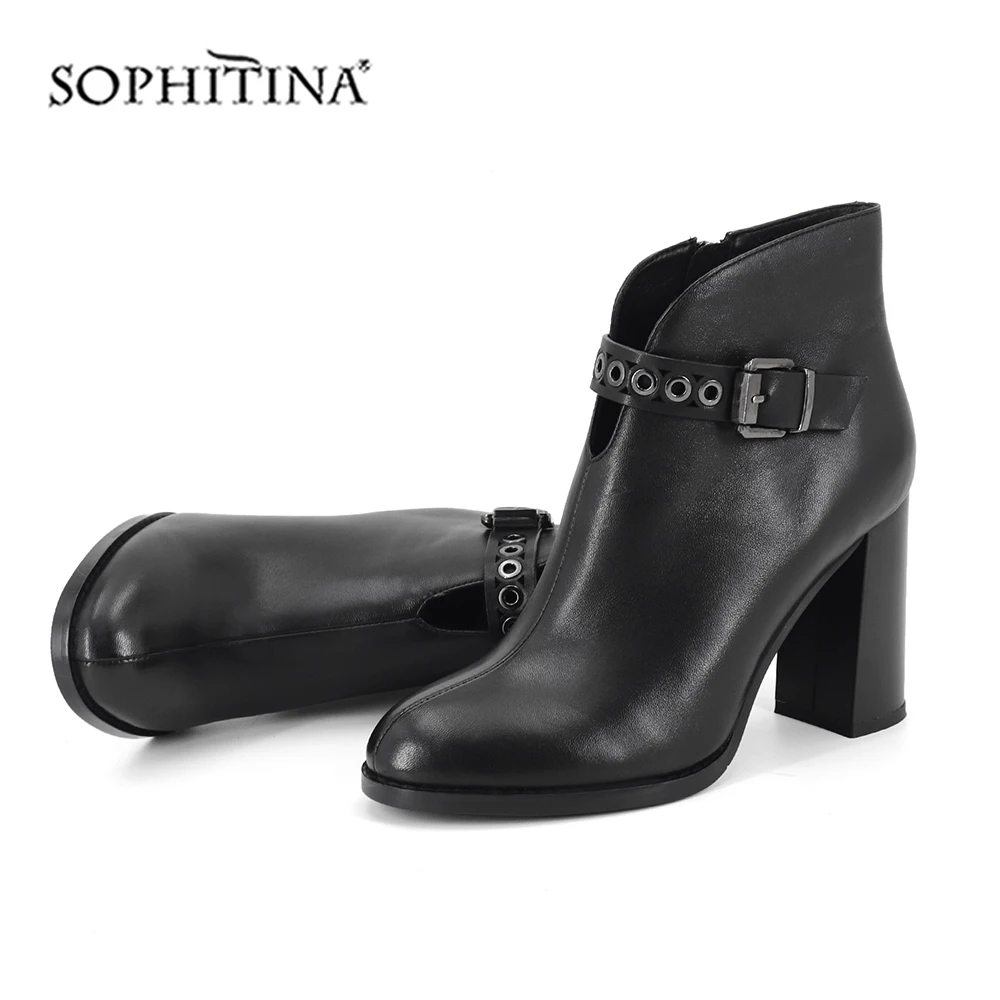 Женские ботинки из овечьей кожи SOPHITINA Удобные однотонные полусапожки на