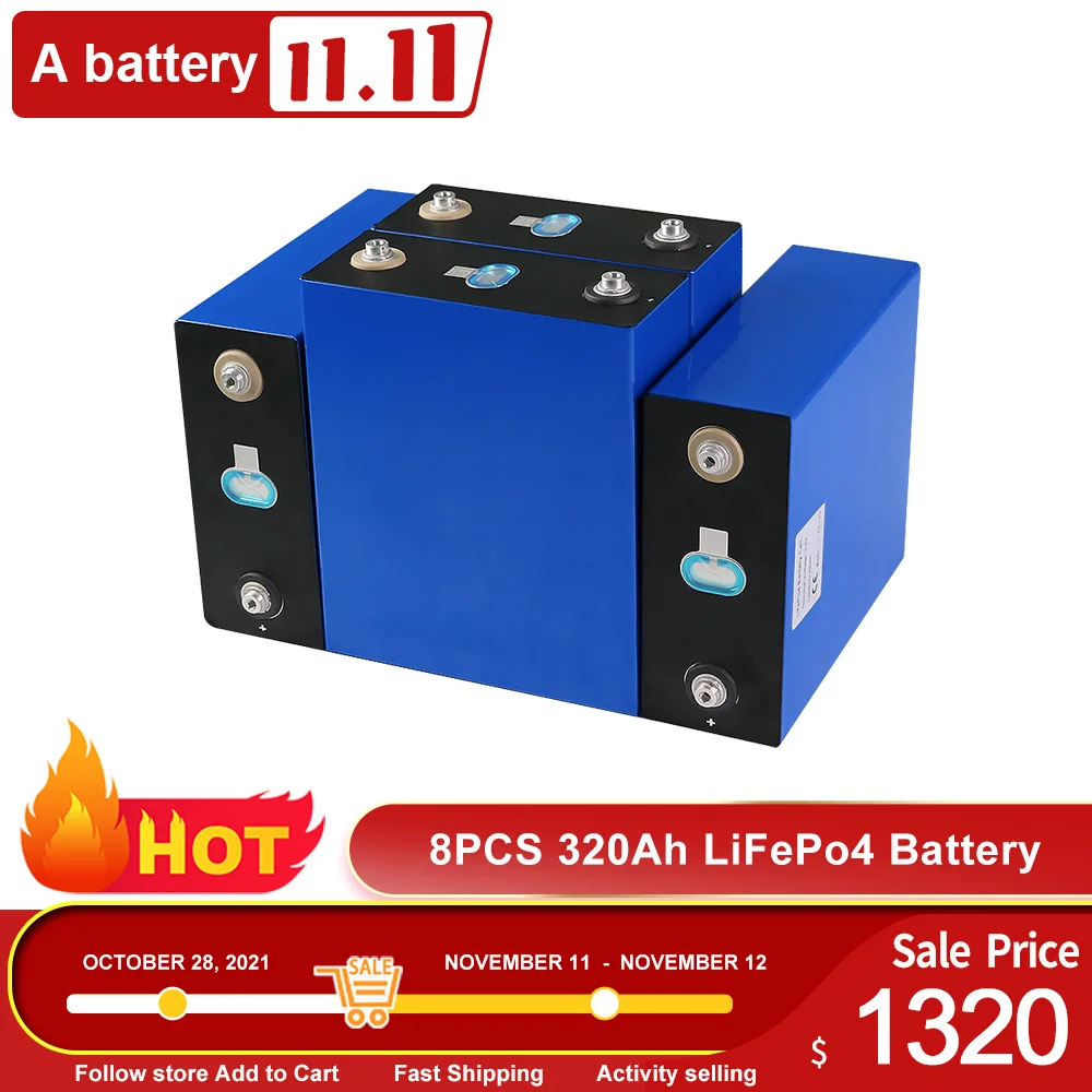 

8 шт 3,2 V 310Ah lifepo4 батарея DIY 320Ah 12V 24V Перезаряжаемые клетки Электрический Автомобиль RV система хранения солнечной энергии ЕС и США без оплаты в...