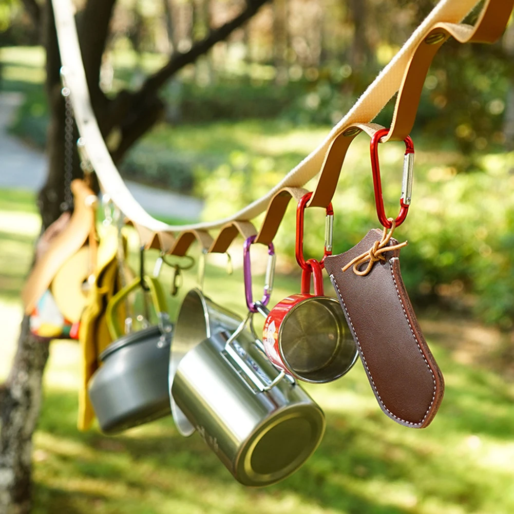 

5M Outdoor Lanyard Camping Rope Multifunctional PU Leather Campsite Clothesline Cookware Storage Rope With Carrying Bag Hanging