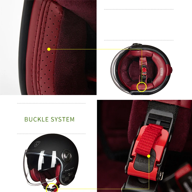 BEON B-108A moto rcycle шлем 3/4 с открытым лицом шлемы moto cross винтажный шлем moto casque Capacete Ретро шлем