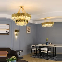 art deco modern stainless steel crystal gold designer chandelier lighting luste hanging lamps for foyer dinning room