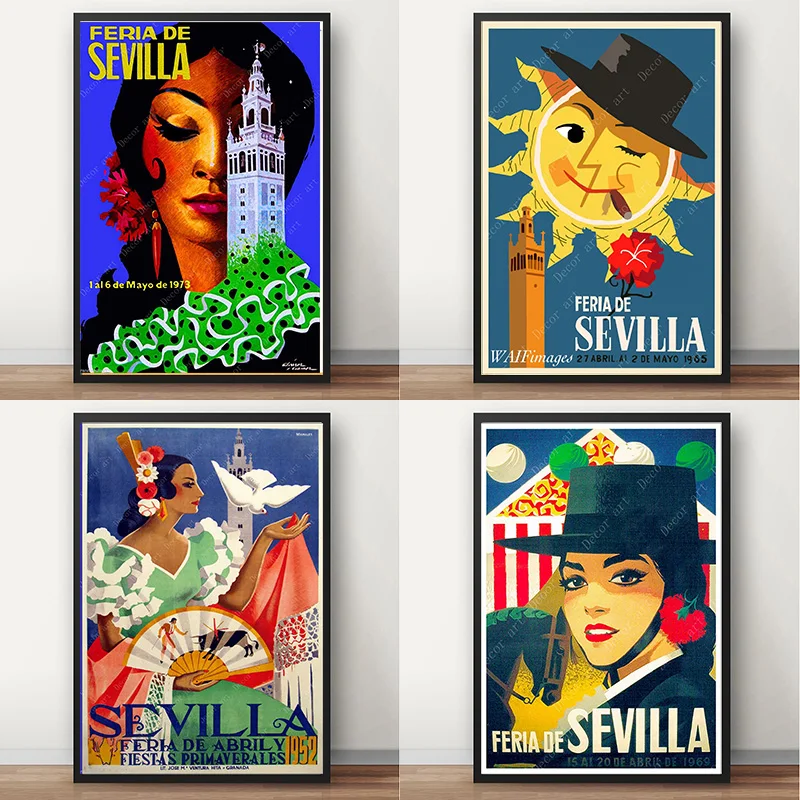Испанская Андалусия Севилья путешествия холст картины винтажные крафт плакаты