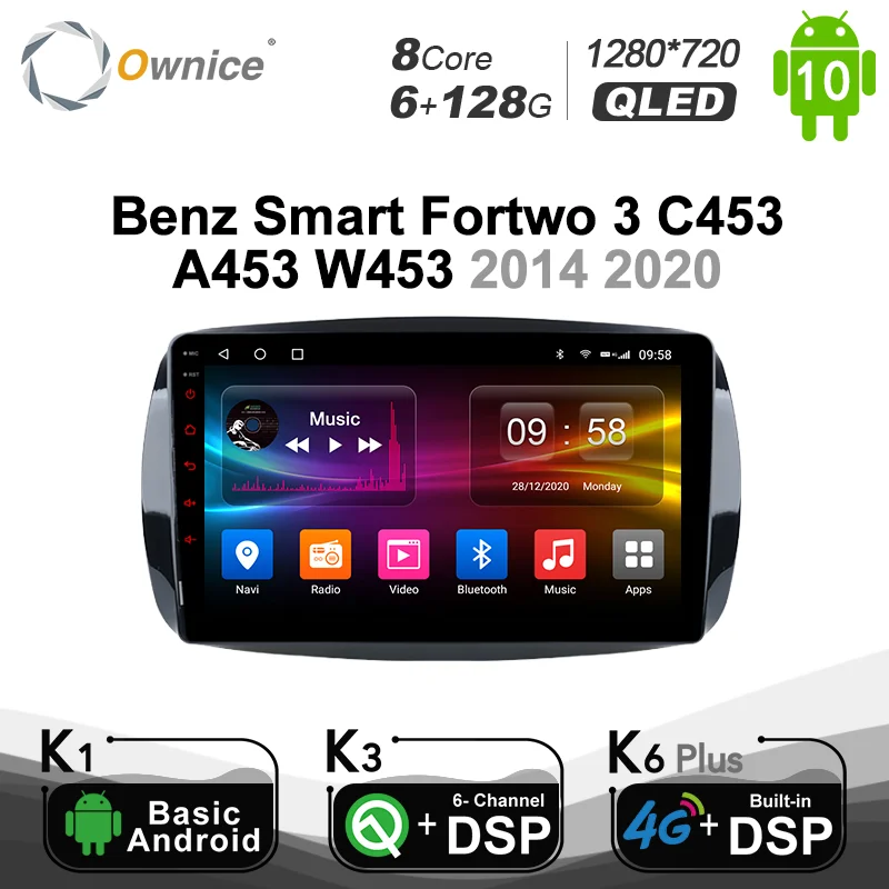 

6G+128G Ownice Android 10.0 Octa Core DSP 4G LTE Car Radio GPS Navi for Mercedes Benz Smart 2016 2017 2018 Autoradio 1280*720