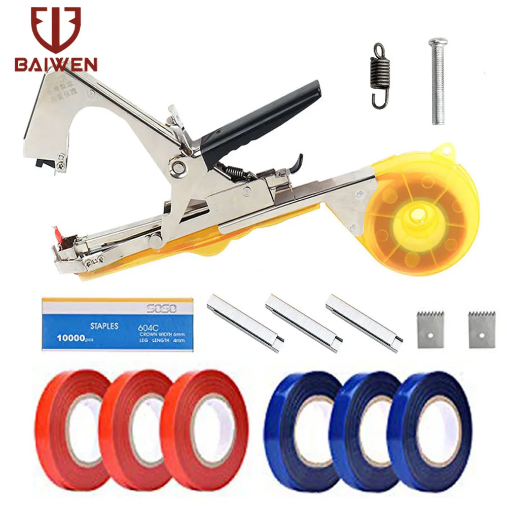 

BAIWEN Tying Machine Set Plant Garden Plant Tape Tools Binding Branch Machine for Vegetable Grape Tomato Cucumber Pepper Flower