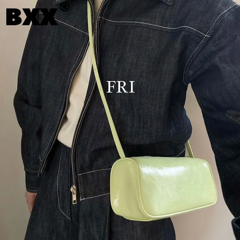 

[BXX] Simple Solid Color PU Leather Crossbody Bags For Women 2021 Autumn Branded Shoulder Bag Handbags Luxury Hand Bag HS577