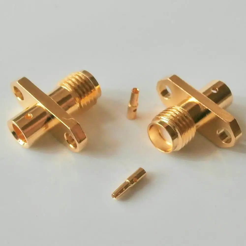 10X Pcs RF Connector SMA Female Rhombic Solder for semi-rigid RG402 0.141&quot cable With 2 Hole Flange Chassis Panel Mount deck |