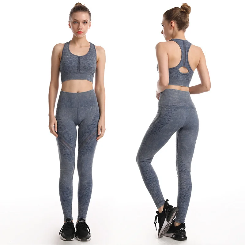 

Новинка 2021, бесшовный трикотажный жаккардовый спортивный костюм, дышащий водоотталкивающий костюм для йоги, Женский Быстросохнущий бюстга...