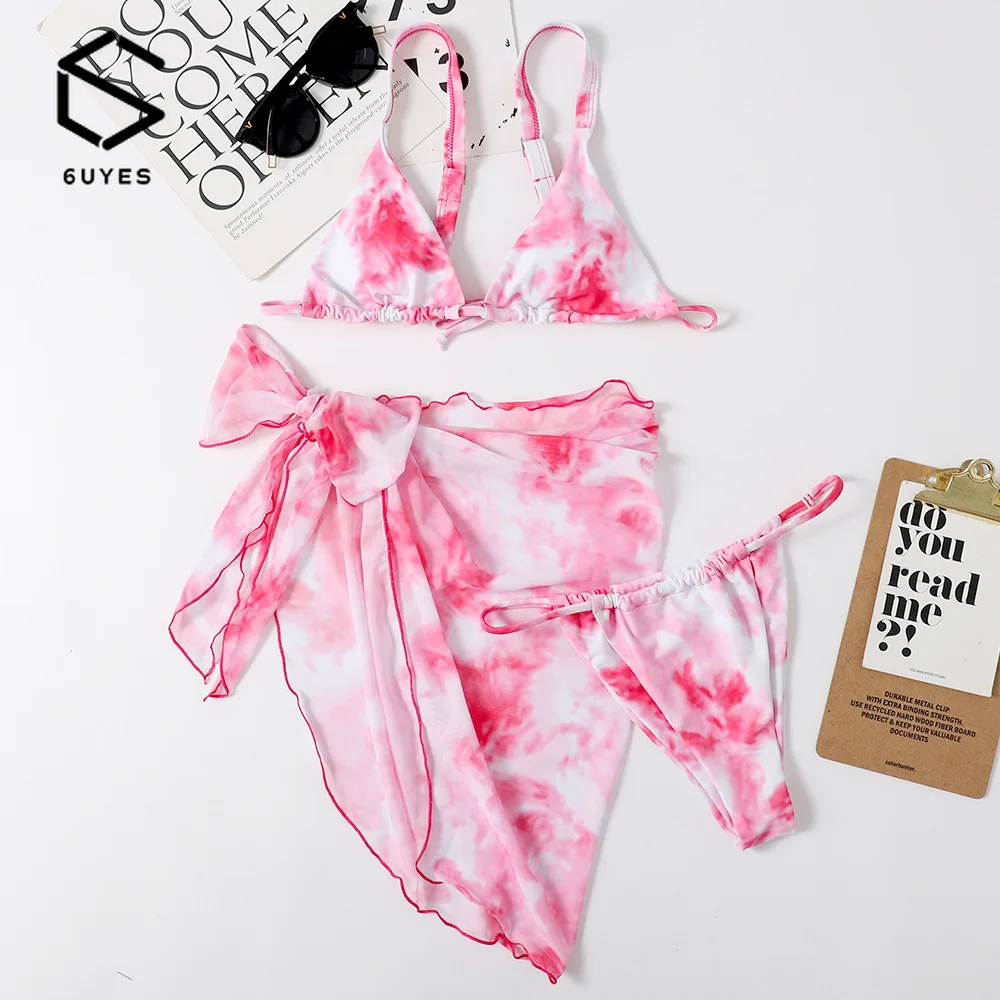 2021 new print split beach bikini Sexy high waist multi color swimsuit girl swimming suit for women bikini hot pink swimsuit