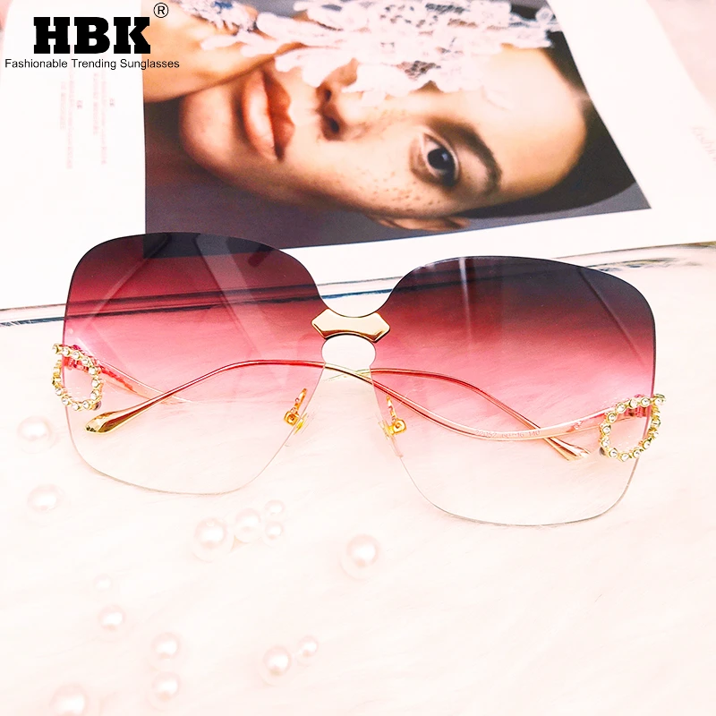 

Luxury Diamond Sunglasses Women Square Rimless Sun Glasses Ladies Fashion Rhinestine Eyeglasses Men Shades Oculos De Sol UV400