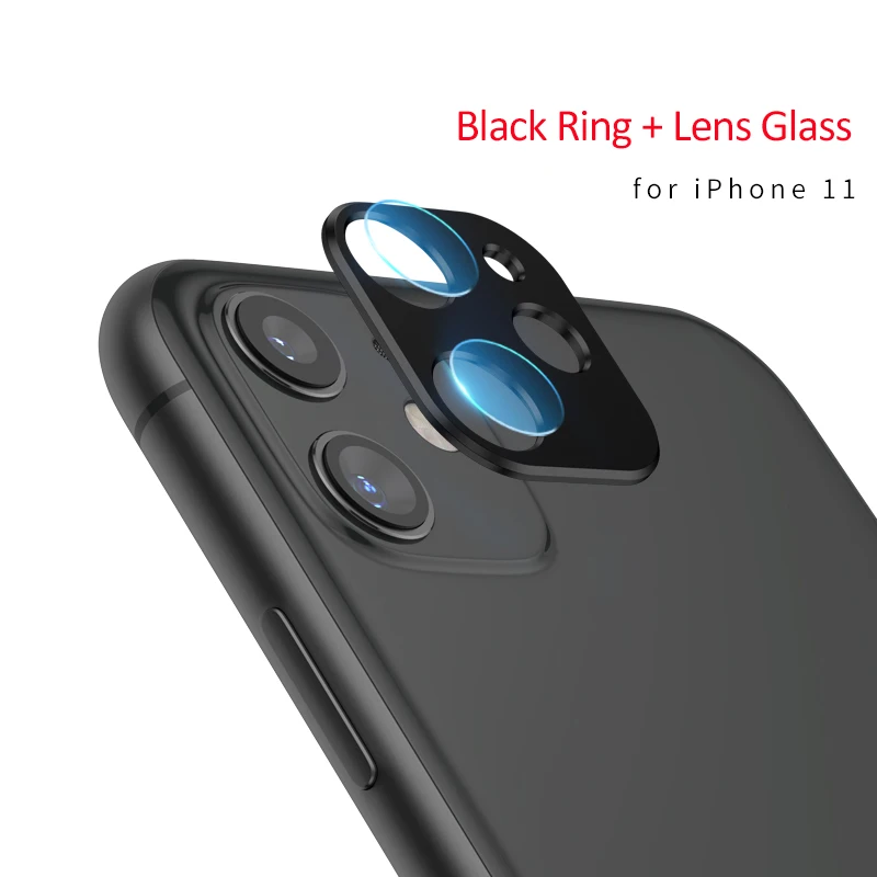 Black 2 Для iPhone 11 Pro Max пленка из закаленного стекла задняя крышка объектива камеры металлическое защитное кольцо чехол для iPhone 11 защита экрана - Цвет: Black 2