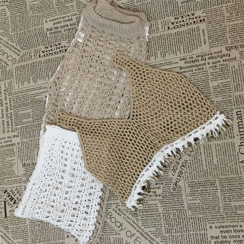 Женские летние пляжные трикотажные ажурные Брюки прозрачные вязаные крючком