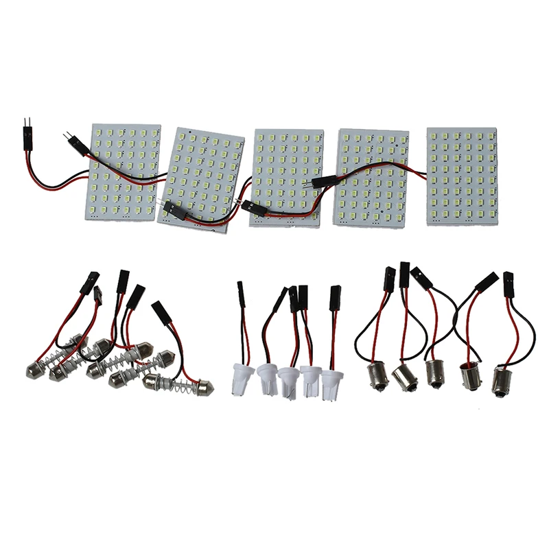 

5pcs Car Interior Light Panel 48 SMD LED T10 BA9S e Festoon Bulb Adapter 12V White panel