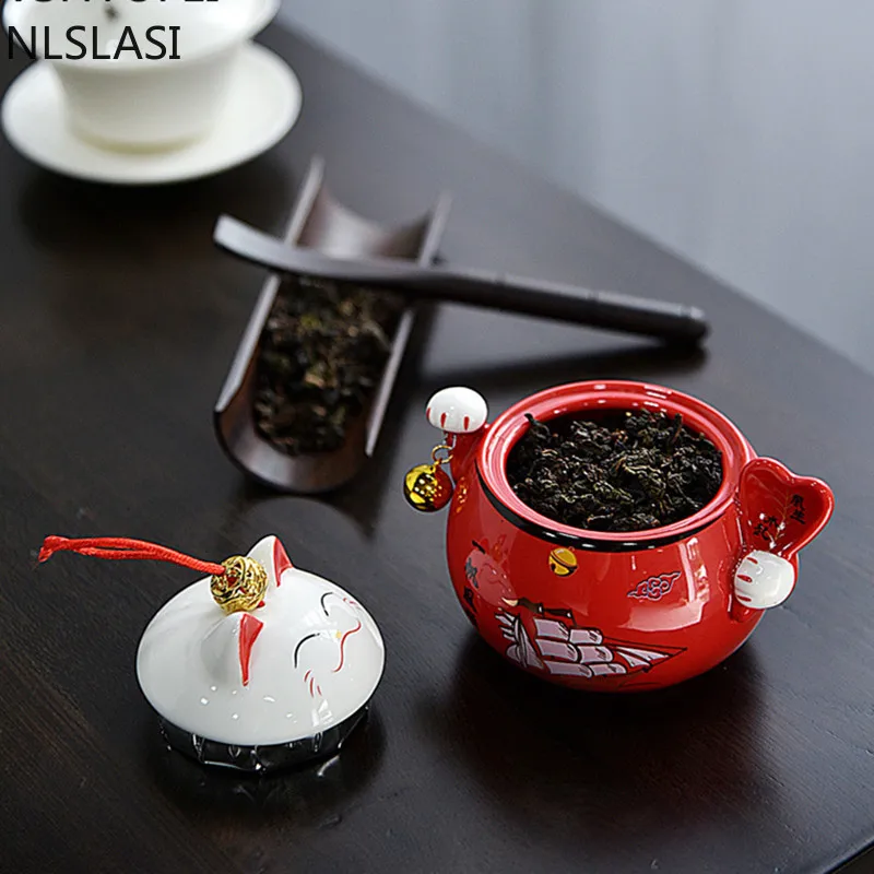 

Керамический чайный набор Lucky Cat, чайный набор, чайная банка Pu'er, портативная мини чайная банка, домашний чайный набор, аксессуары NLSLASI