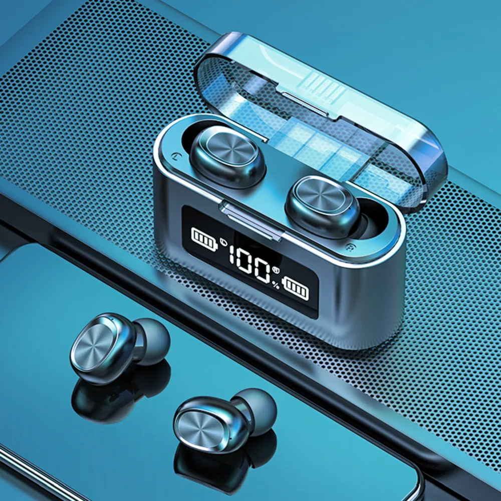 

Беспроводные наушники TWS с микрофоном, 2200 мАч, зарядная коробка, спортивные водонепроницаемые беспроводные наушники Bluetooth для всех смартфон...