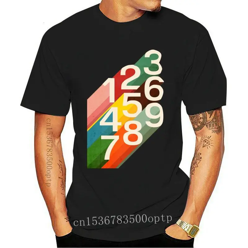 

New Retro Numbers T-shirt Men's Novelty Short Sleeve Cotton T shirt Round Neck Arabic Numeral Tee Summer Oversize Graphic Tshirt