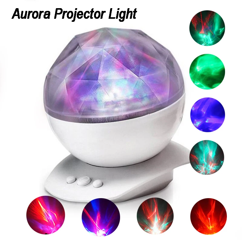 Ночной светильник Aurora s 8 сменный и вращающийся на 360 градусов Built in динамик для