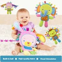 cartoon baby plush rattles toys appease doll infant hand bells elephantmonkeyrabbit animal soft cotton infant educational toys