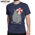 С изображением героя мультфильма Мой сосед Тоторо зонтик Corp футболки для мужчин натуральный хлопок в винтажном стиле; Футболка с круглым вырезом, футболки с короткими рукавами одежда 4XL 5XL