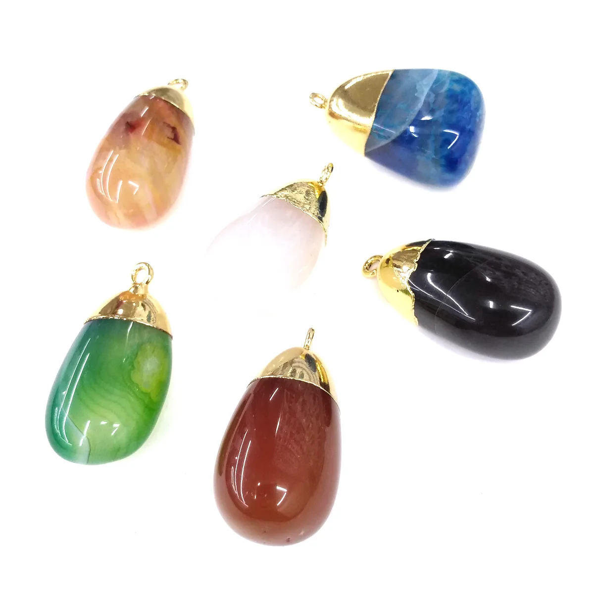 

Natural Stone Agates Charms Pendant Smooth Crystal Pendant For Jewelry Making DIY Necklace Accessories Size 15x20-18x30mm