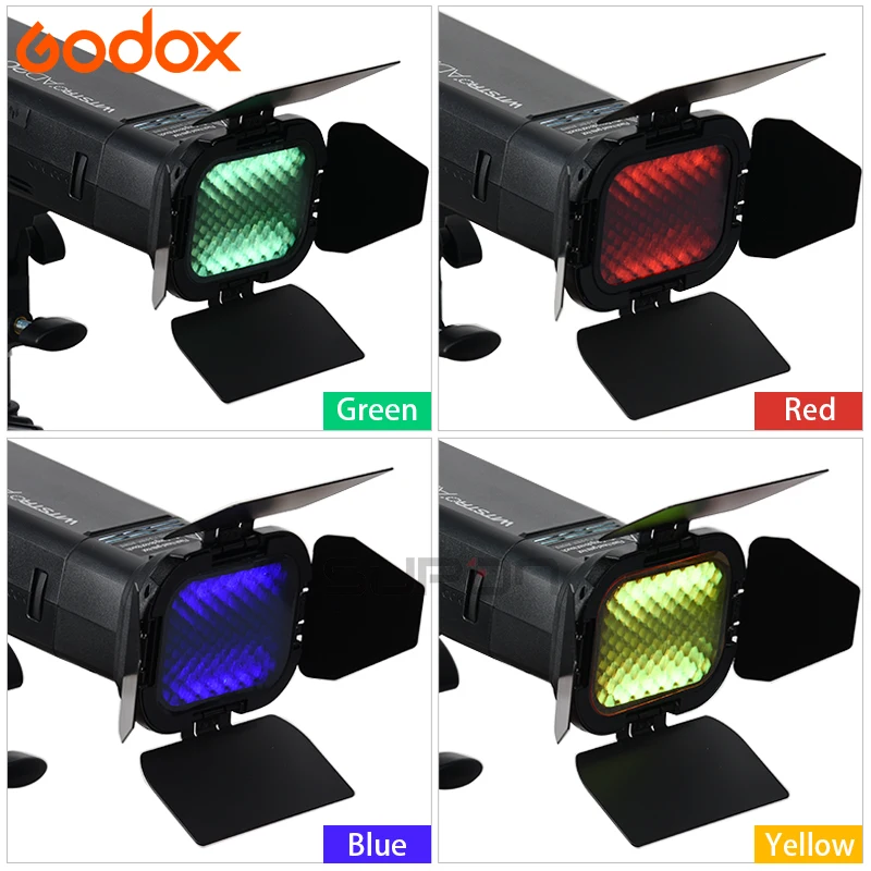 Godox BD-07 дверь сарая 4 Цвета Гелевые фильтры (красный желтый синий зеленый) с