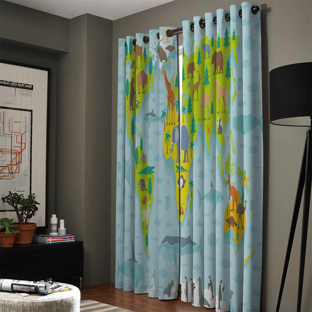 Оконные шторы с мультяшными животными занавески для гостиной декоративные