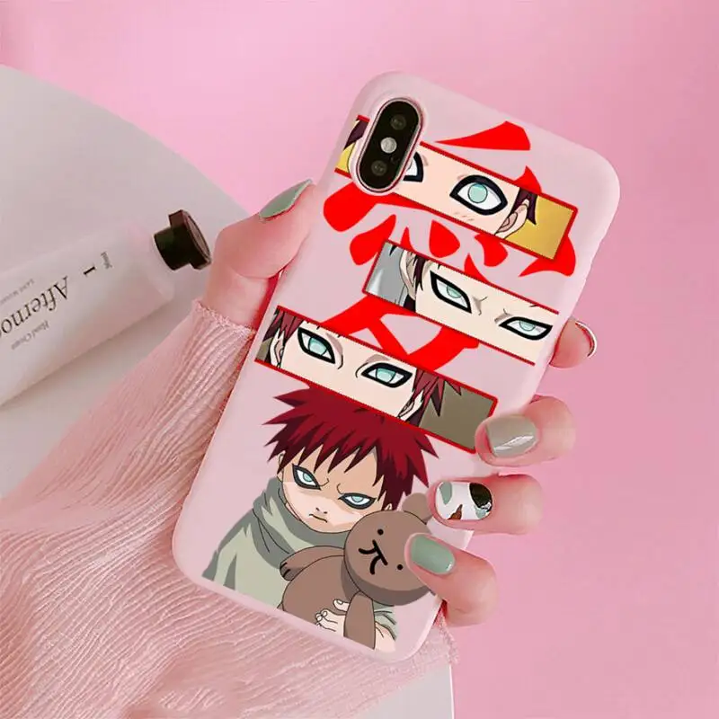

Anime Naruto Gaara new Phone Case Candy Color Pink for iPhone 11 pro XS MAX 8 7 6 6S Plus X 5S SE 2020 XR