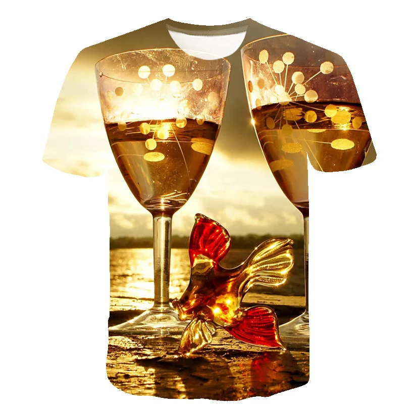 Летняя модная мужская футболка 2020 креативная с 3D принтом Повседневная круглым