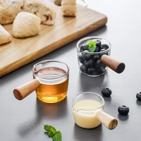 new design dressing jug sauce dish milk jug glass and wooden handle nuts saucer dish 50ml 100ml