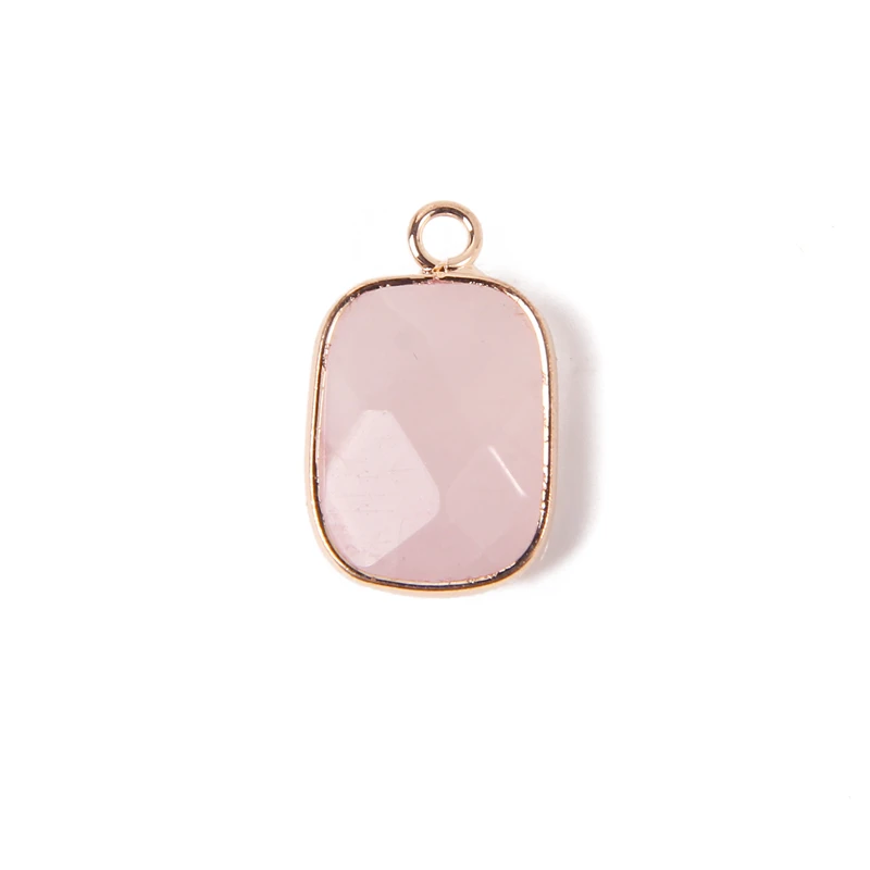 

21*13mm Square Faceted Stone Pendant Aventurine Natural Crystal Turquoises Charms for Jewelry Necklace Making DIY Accessories