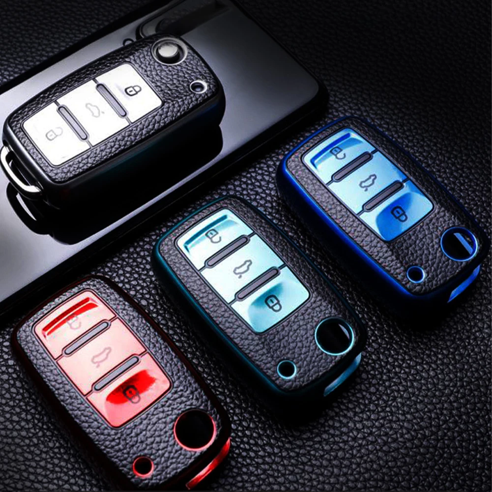 

Car Key Case Remote Key Cover Protective Leather Full Cover for Volkswagen VW Polo Lavida Tiguan Santana Passat Golf Beetle