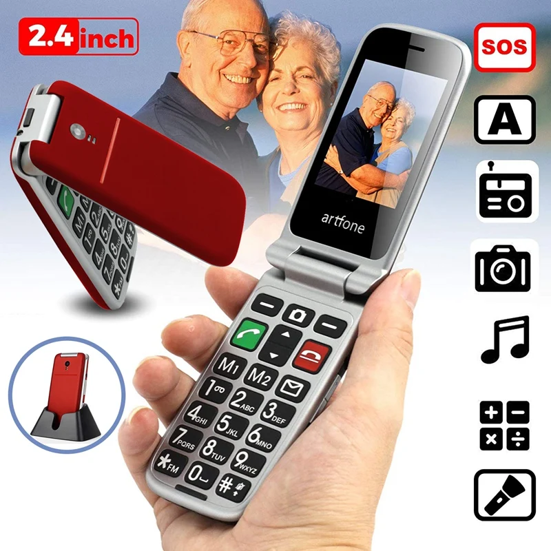 senior mobile phone with russian hebrew portuguese language and sos emergency button flip big button mobile phone for elderly free global shipping