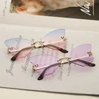 Модные женские солнцезащитные очки без оправы в стиле ретро со стрекозой и крыльями, женские праздничные очки с желтыми градиентными линзами UV400