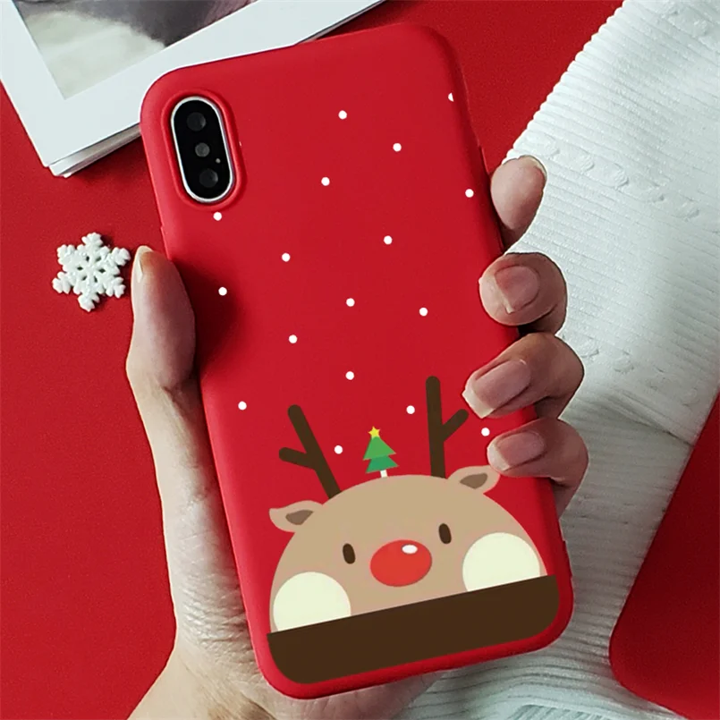 Красный матовый Рождественский Мягкий ТПУ чехол s для iPhone 7 8 6 6S Plus 10 11 Pro XS Max X XR XS чехол для iPhone 7 Plus чехол для телефона - Цвет: lutoushu