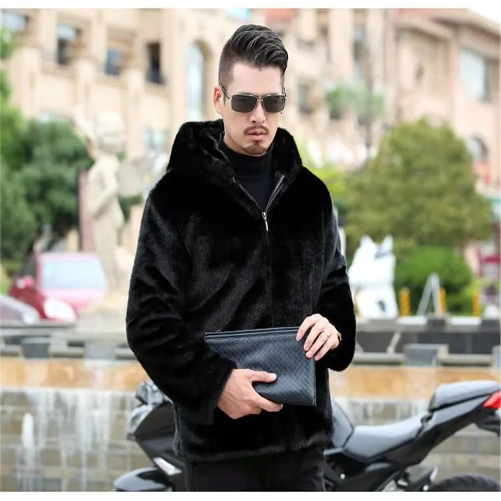 Autumn Winter Fashion Men's Fur And Locomotive Jacket Mink Velvet Coat Casual Thickened Warmth Pockets | Мужская одежда