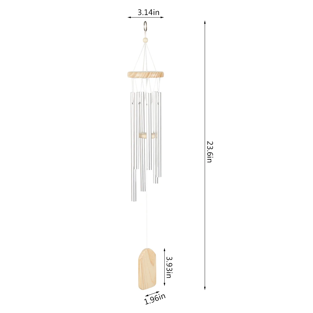 Серебряные ветряные колокольчики с 6 трубками для часовни настенное украшение