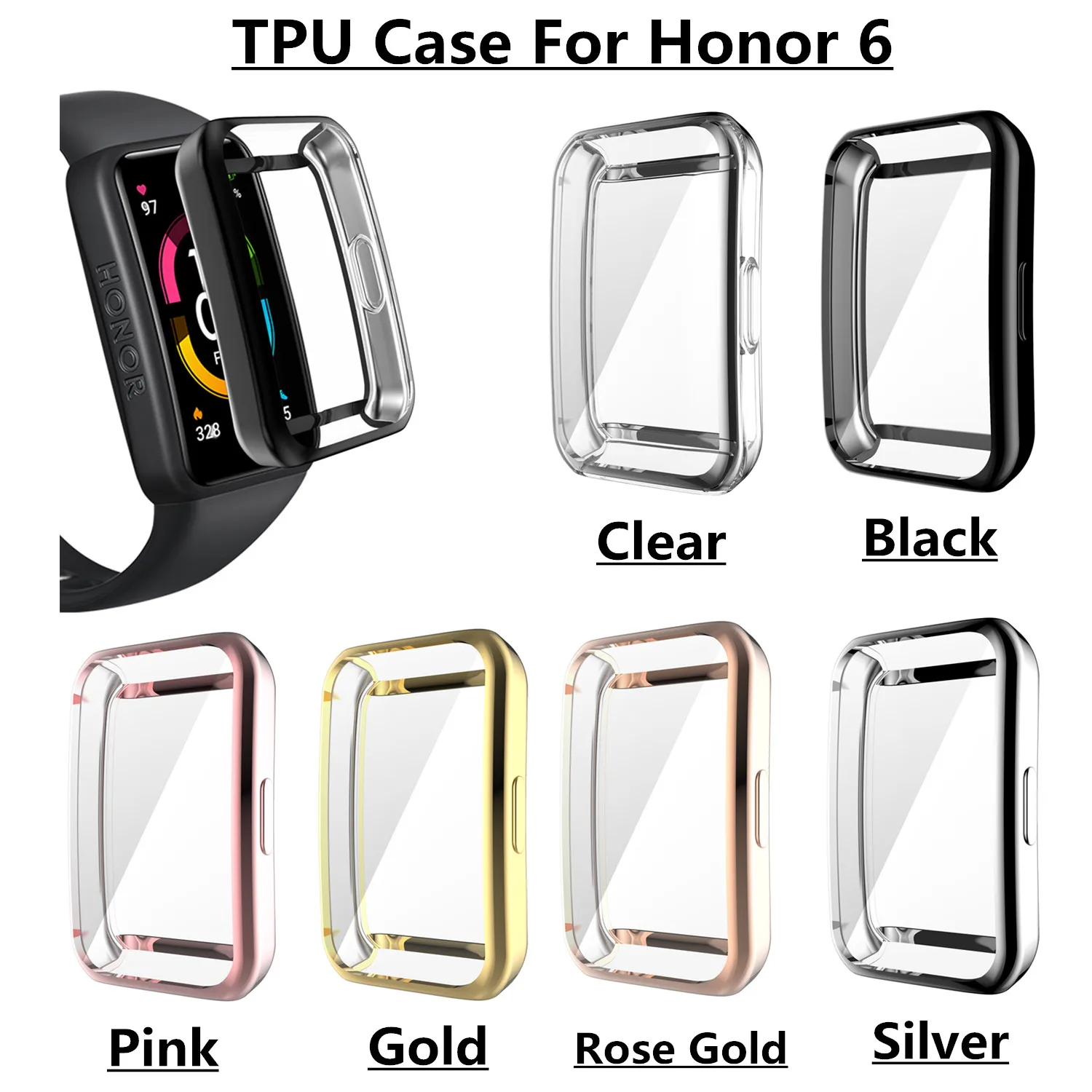 Ultra-Thin Full TPU Transparent Screen Protective Watch Case For Huawei Honor Band 6 Protector Cover Frame Shock-resistant Shell