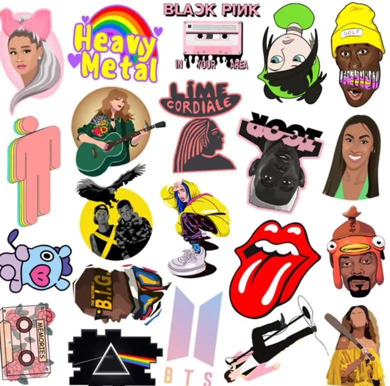 103050pcs music collection graffiti waterproof skateboard travel suitcase phone laptop luggage stickers cute kids girl toy free global shipping