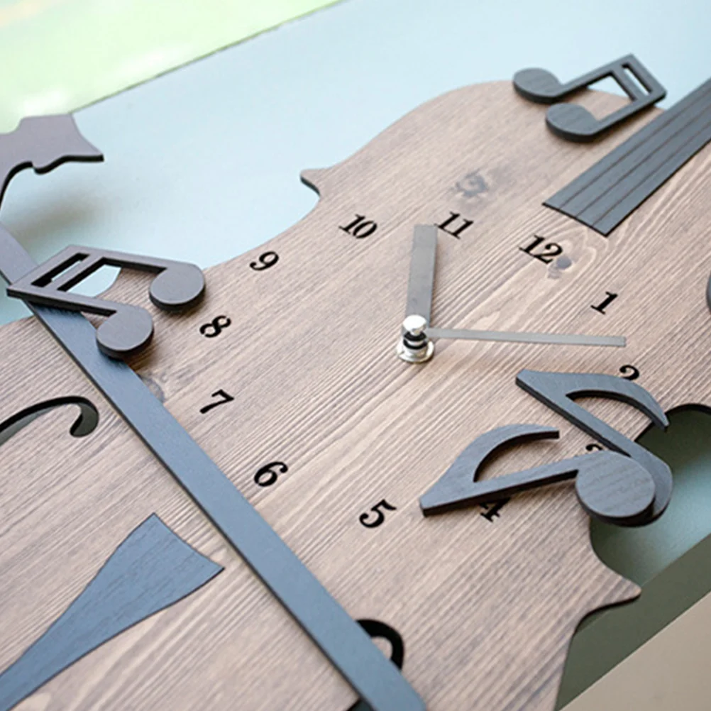 

1 шт., тихие часы с рисунком скрипки, искусственные деревянные подвесные часы для спальни, гостиной, детской комнаты, без батареи