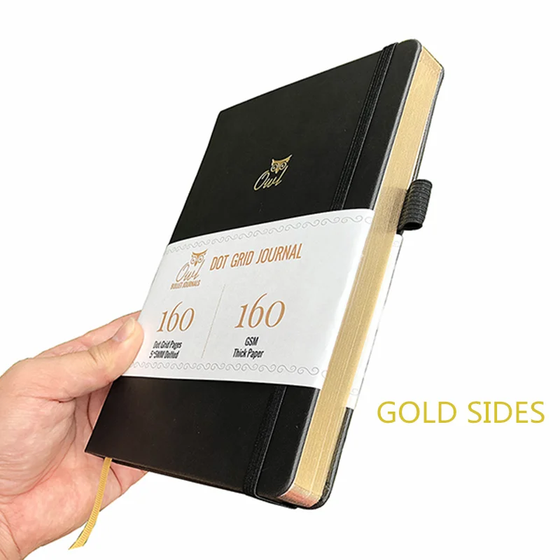 BLACK-GOLD SIDE HARD Блокнот-журнал в твердом переплете, миллиметровая бумага в горошек - Цвет: BLACK-GOLD SIDE HARD