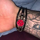 Qiyufang JP Аниме ниндзя модный Косплей кожаный браслет глаз Шаринган Риннеган время драгоценный камень Кабошон сплав браслет