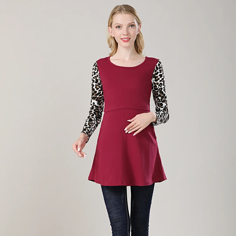 Новинка Хлопковая весенняя длинная одежда для беременных топ кормления грудью