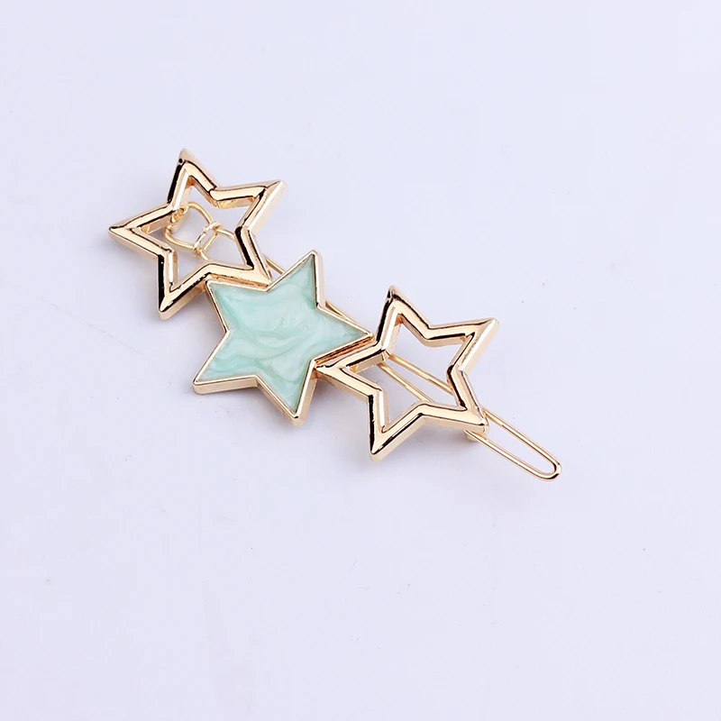 Модные заколки для волос со звездами, золотые металлические заколки для волос, заколки из смолы, ювелирные аксессуары для головы, брендовые заколки для волос для женщин и девушек - Окраска металла: B3